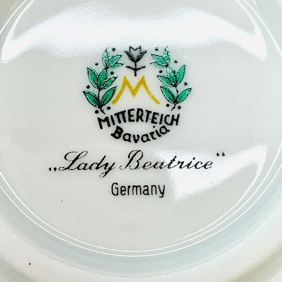 Vintage MITTERTEICH 15" Oval Serving Platter LADY BEATRICE Gilded Rims Germany - Picture 4 of 16